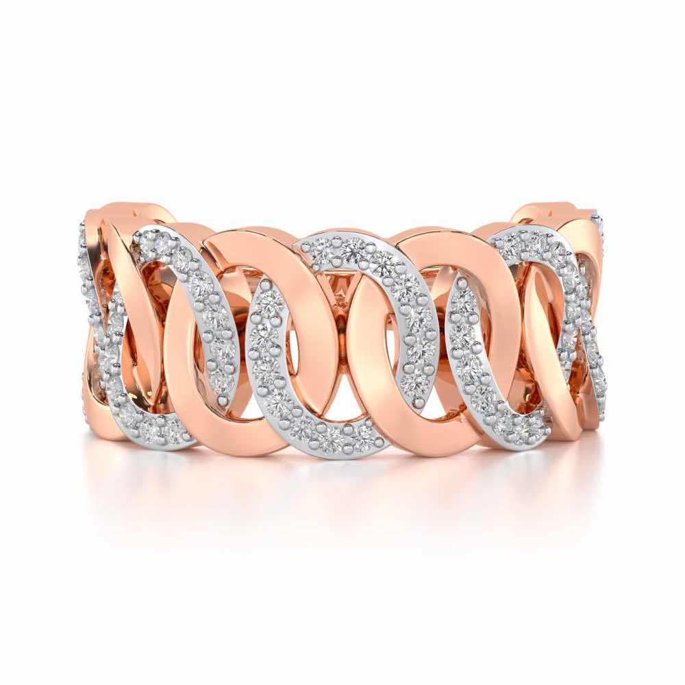 Elipse Overlap Silver Band Ring - Rose Gold - Image 4