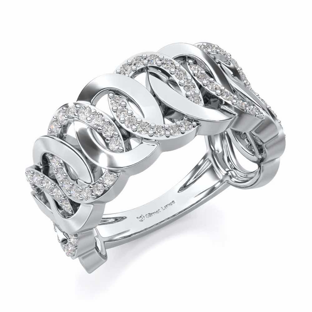 Elipse Overlap Silver Band Ring - White Gold - Image 1