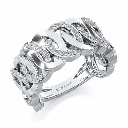 Elipse Overlap Silver Band Ring - White Gold - Image 1