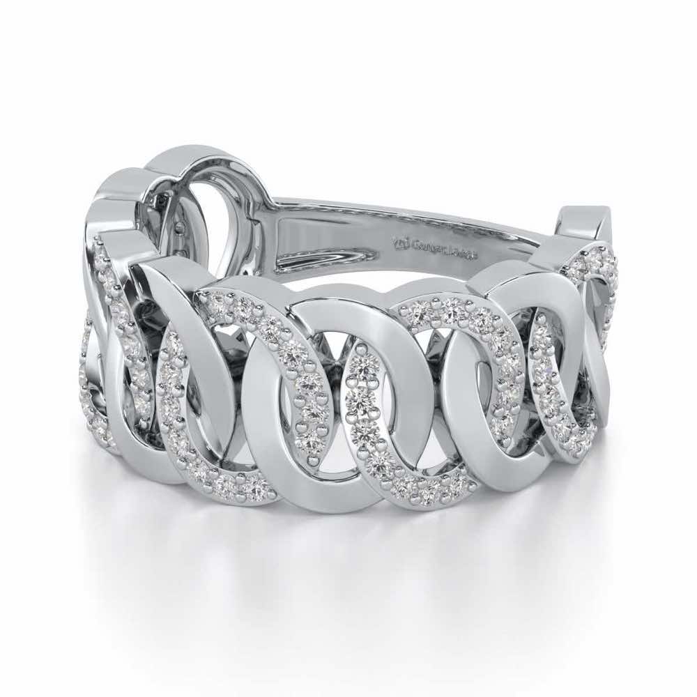 Elipse Overlap Silver Band Ring - White Gold - Image 2