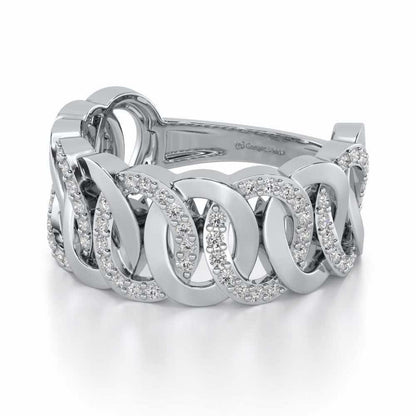 Elipse Overlap Silver Band Ring - White Gold - Image 2