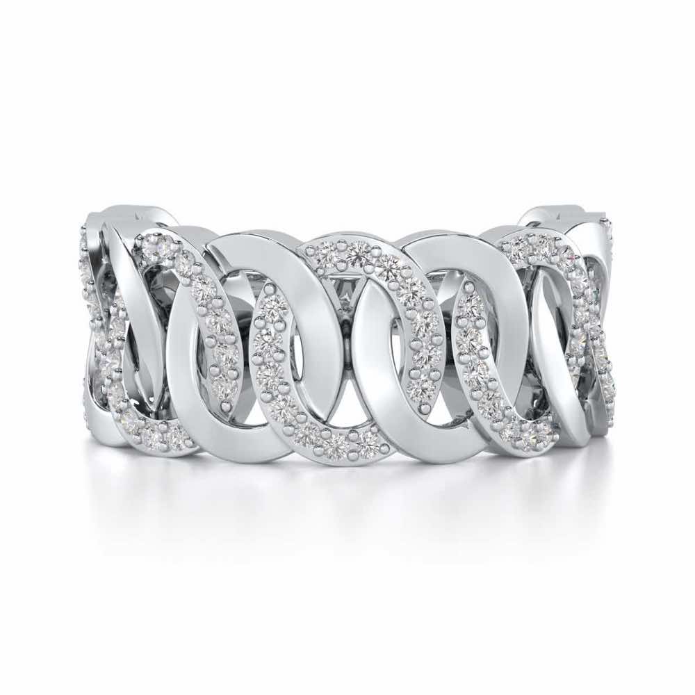 Elipse Overlap Silver Band Ring - White Gold - Image 4