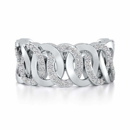 Elipse Overlap Silver Band Ring - White Gold - Image 4