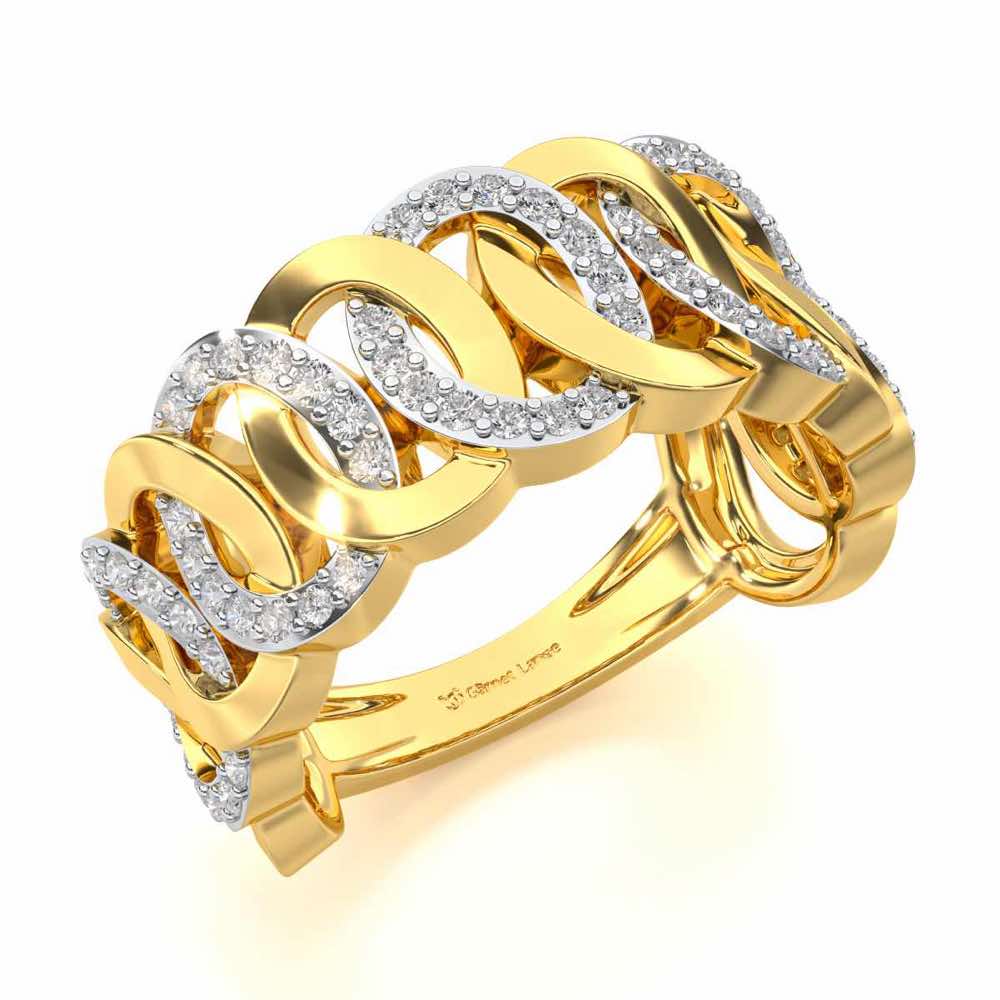 Elipse Overlap Silver Band Ring - Yellow Gold - Image 1