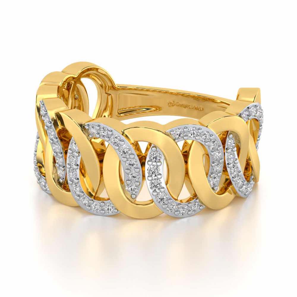 Elipse Overlap Silver Band Ring - Yellow Gold - Image 2