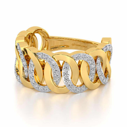 Elipse Overlap Silver Band Ring - Yellow Gold - Image 2