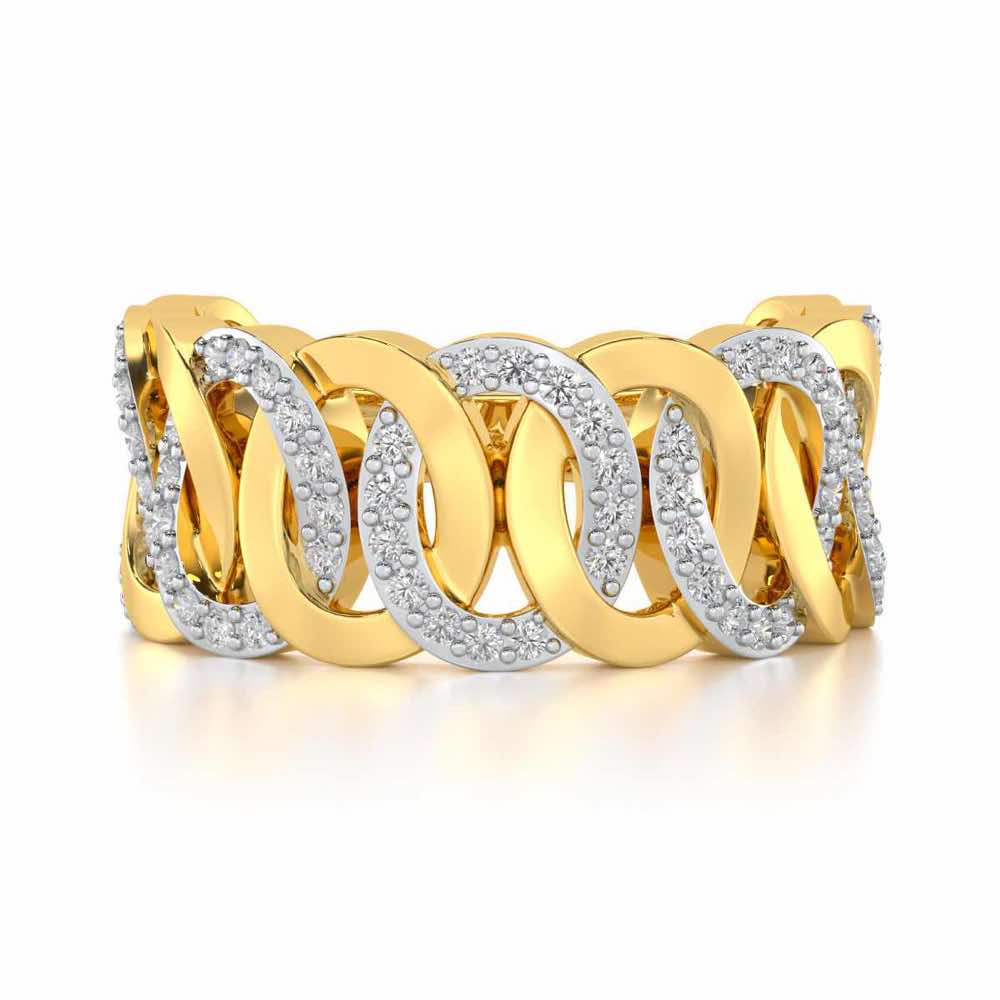 Elipse Overlap Silver Band Ring - Yellow Gold - Image 4