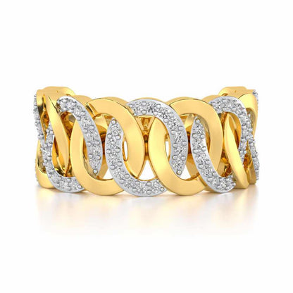 Elipse Overlap Silver Band Ring - Yellow Gold - Image 4
