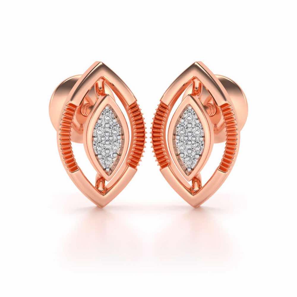 Ellipse Silver Studs - Rose Gold - Image 1