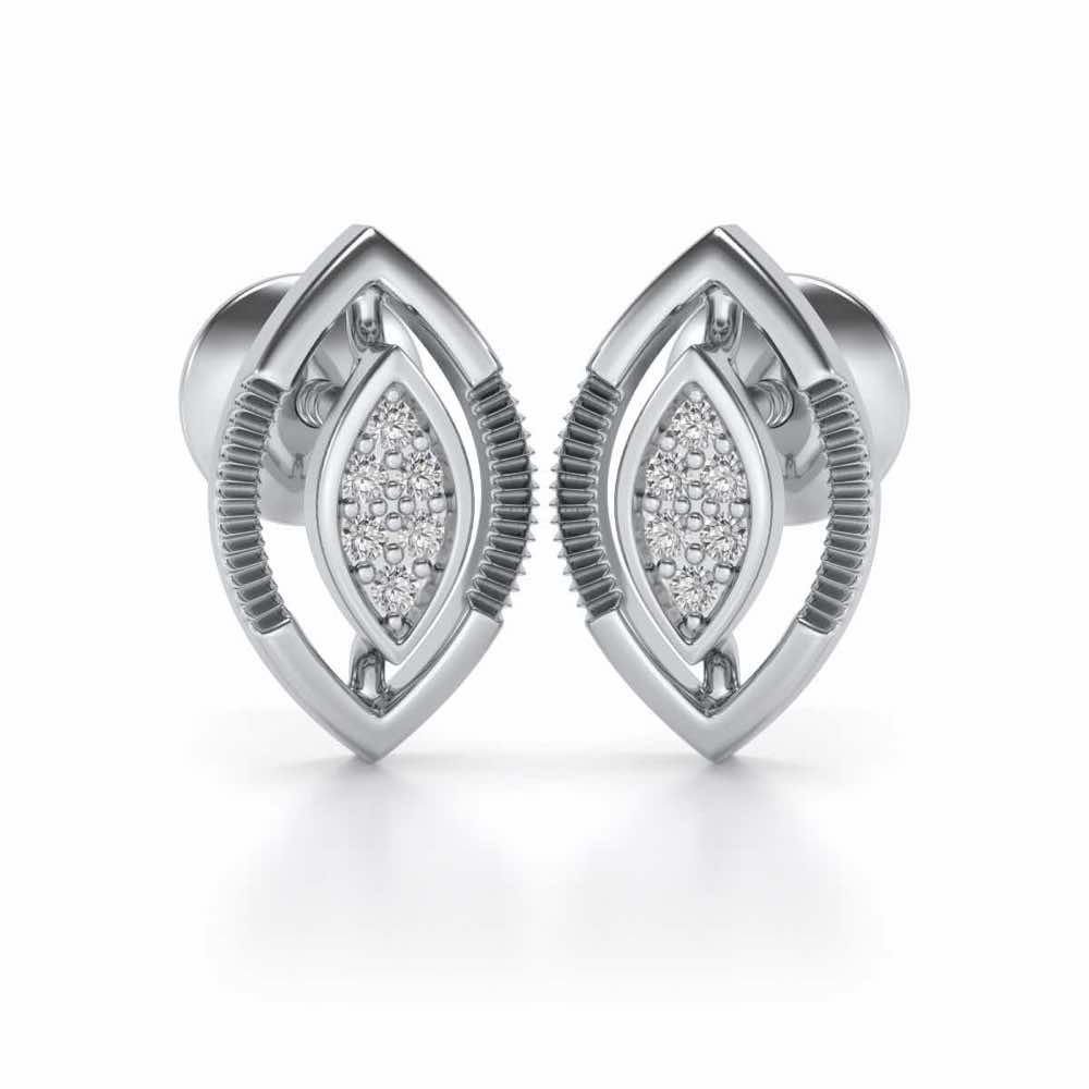 Ellipse Silver Studs - White Gold - Image 1