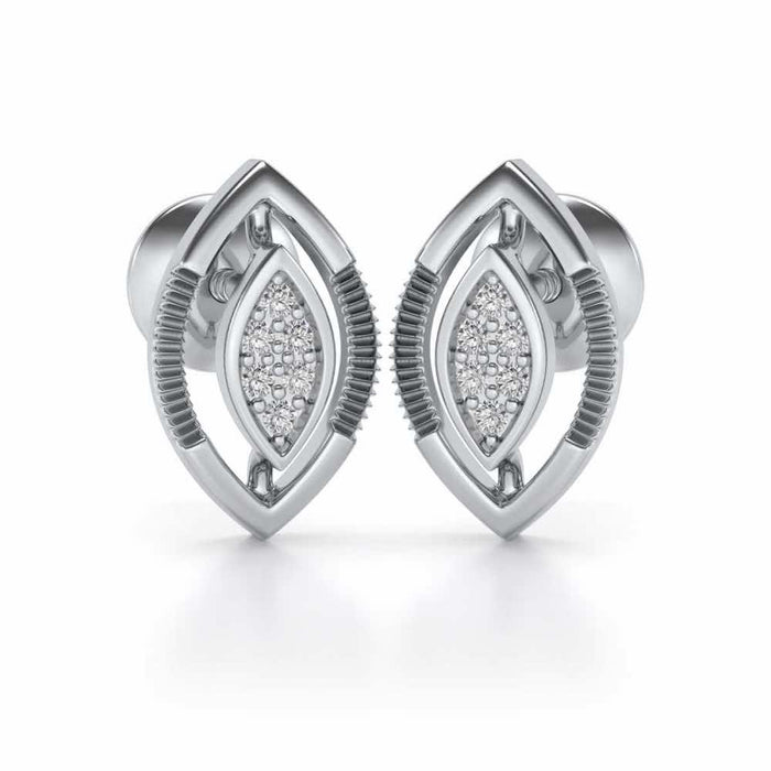 Ellipse Silver Studs - White Gold - Image 1