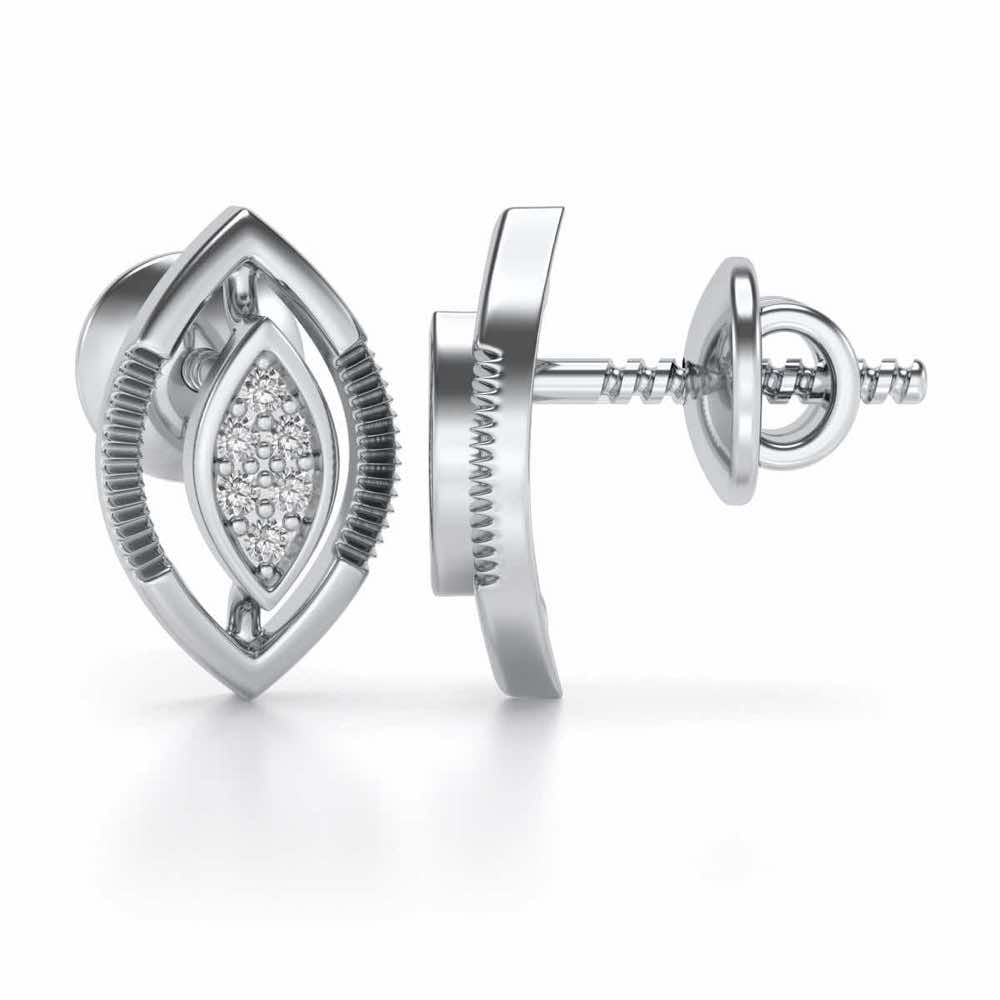 Ellipse Silver Studs - White Gold - Image 4
