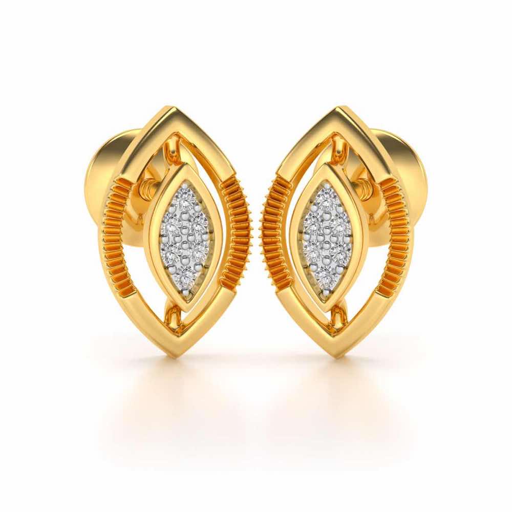 Ellipse Silver Studs - Yellow Gold - Image 1