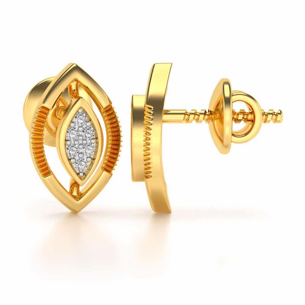 Ellipse Silver Studs - Yellow Gold - Image 4