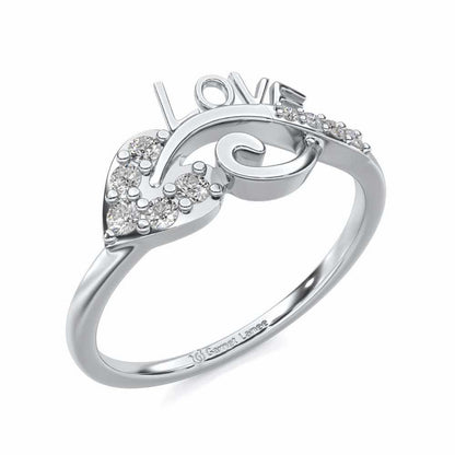 Eloquent Heart Silver Ring - White Gold - Image 1