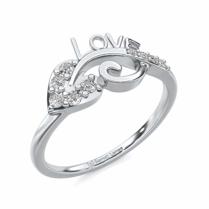 Eloquent Heart Silver Ring - White Gold - Image 1