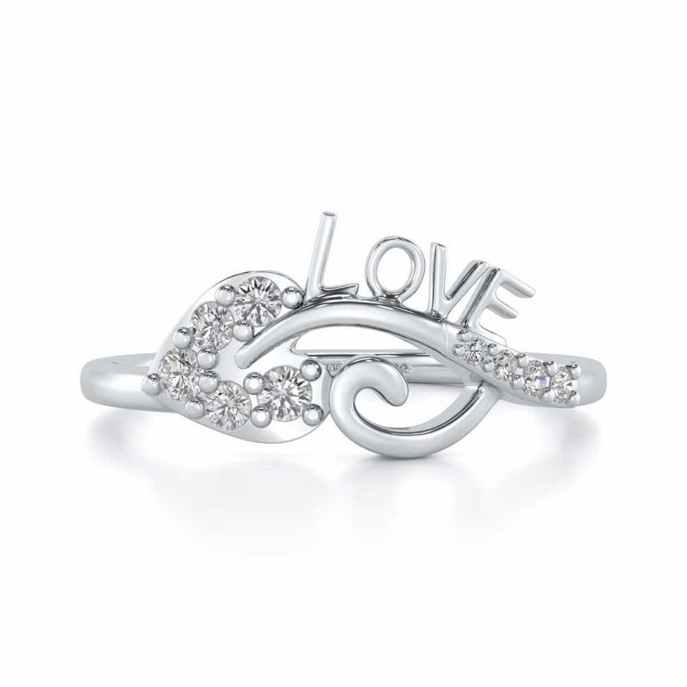 Eloquent Heart Silver Ring - White Gold - Image 4