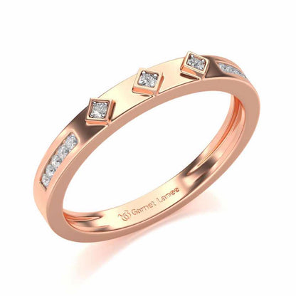 Embellished Silver Band Ring - Rose Gold - Image 1