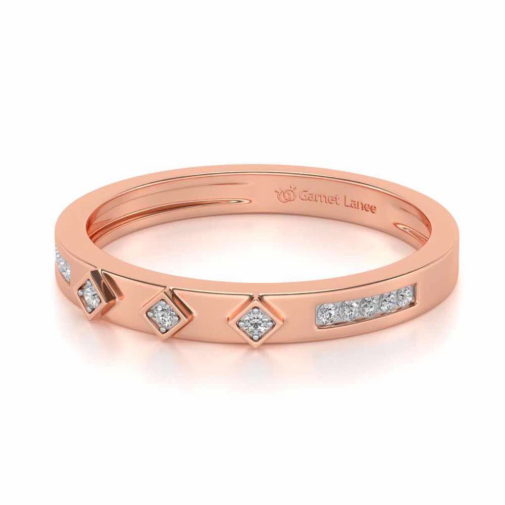 Embellished Silver Band Ring - Rose Gold - Image 2