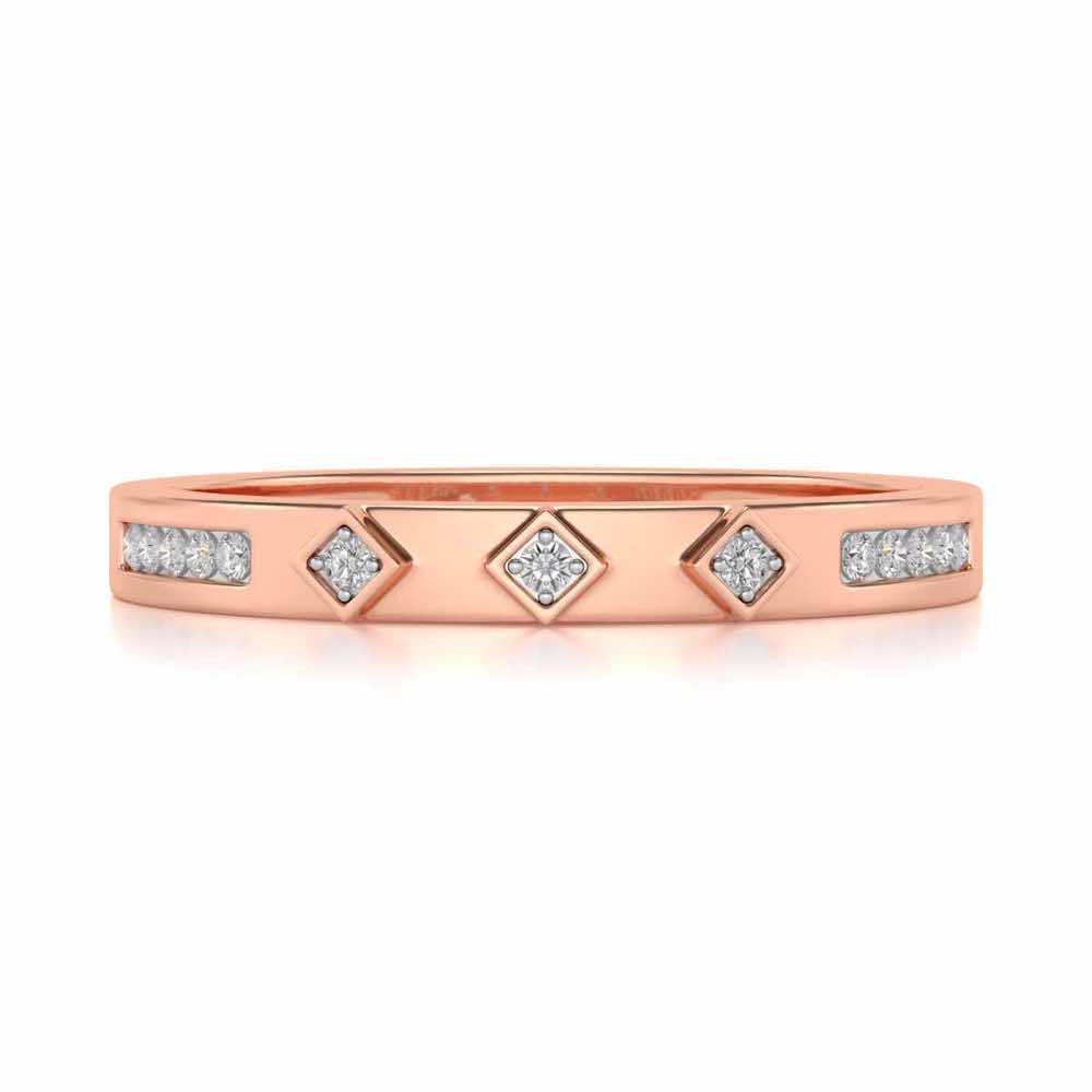 Embellished Silver Band Ring - Rose Gold - Image 4