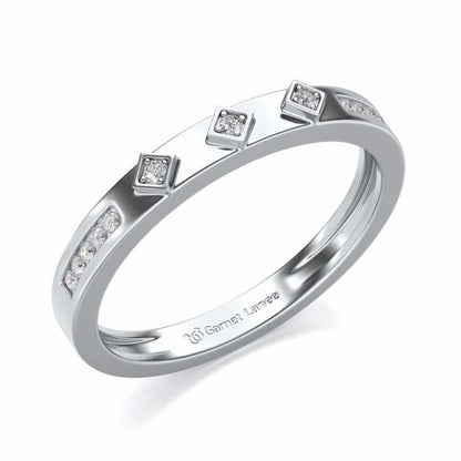 Embellished Silver Band Ring - White Gold - Image 1
