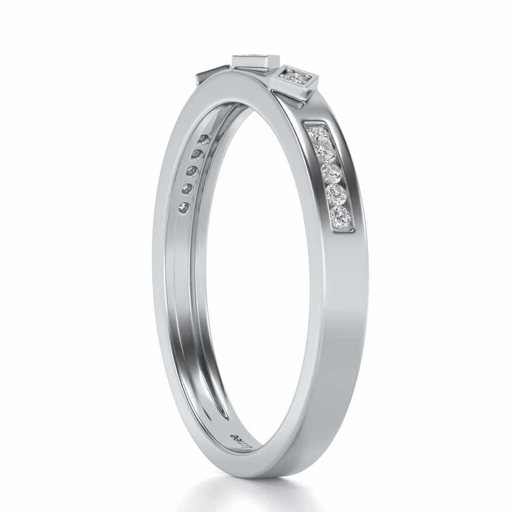 Embellished Silver Band Ring - White Gold - Image 3