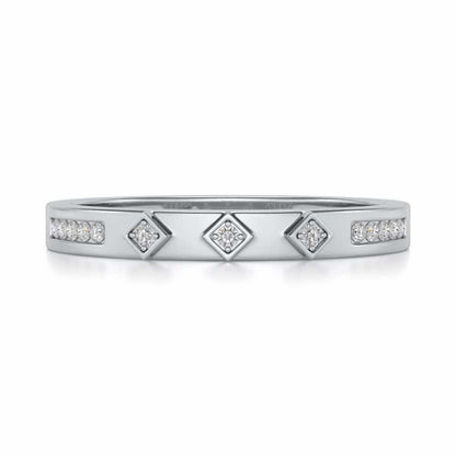Embellished Silver Band Ring - White Gold - Image 4