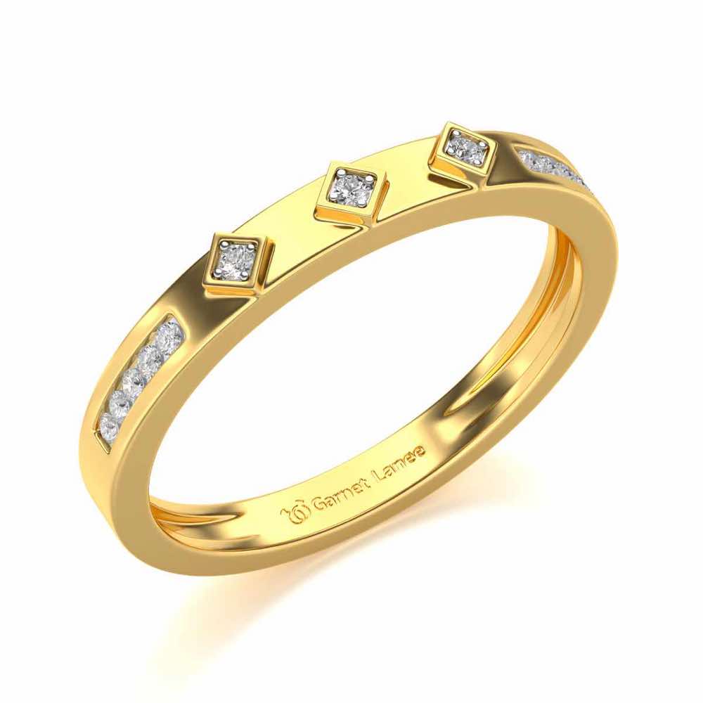 Embellished Silver Band Ring - Yellow Gold - Image 1