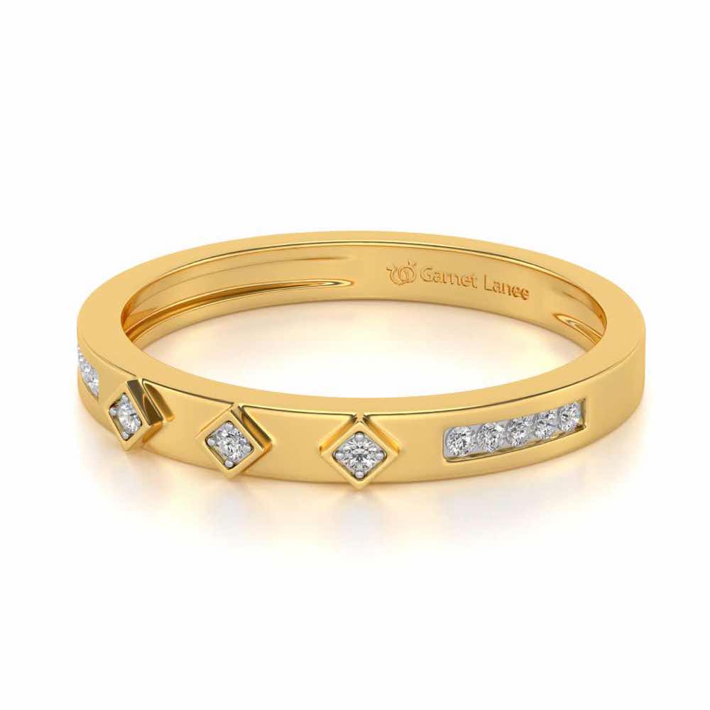 Embellished Silver Band Ring - Yellow Gold - Image 2