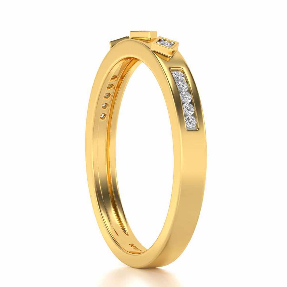 Embellished Silver Band Ring - Yellow Gold - Image 3