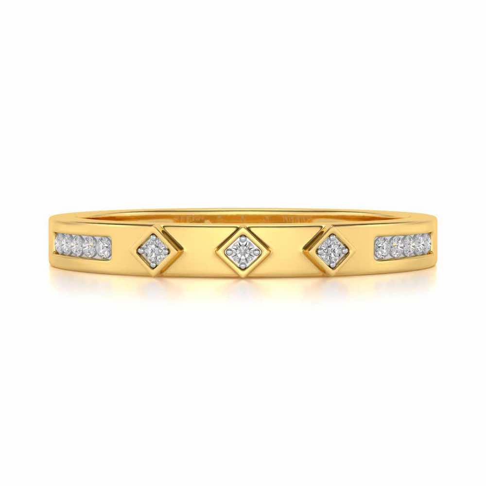 Embellished Silver Band Ring - Yellow Gold - Image 4
