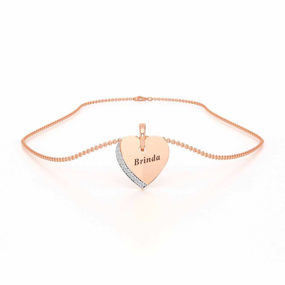 Embossed Heart Silver Pendant - Rose Gold - Image 3