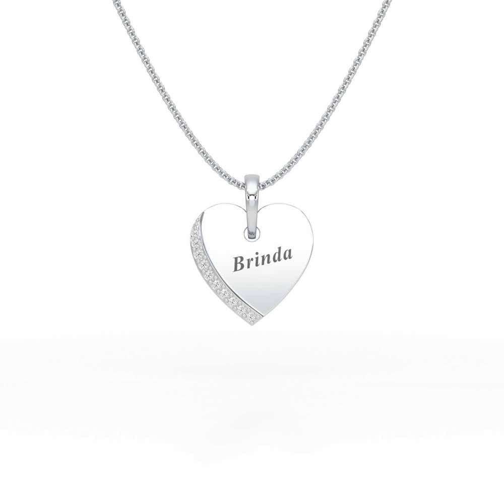 Embossed Heart Silver Pendant - White Gold - Image 1