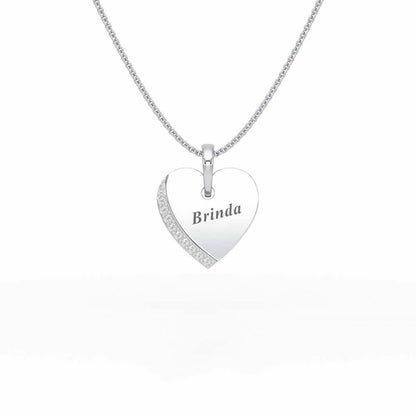 Embossed Heart Silver Pendant - White Gold - Image 1