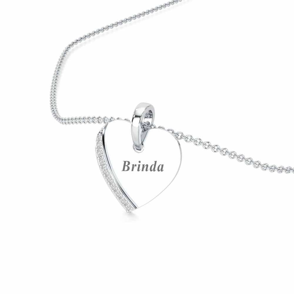 Embossed Heart Silver Pendant - White Gold - Image 2