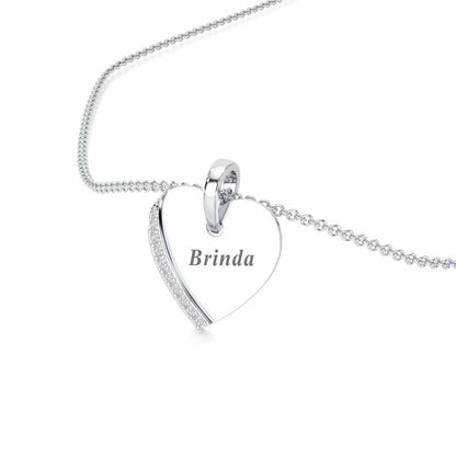 Embossed Heart Silver Pendant - White Gold - Image 2