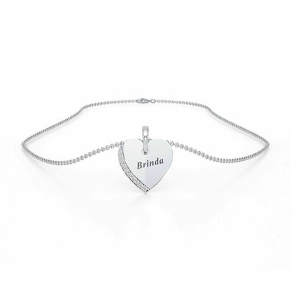 Embossed Heart Silver Pendant - White Gold - Image 3