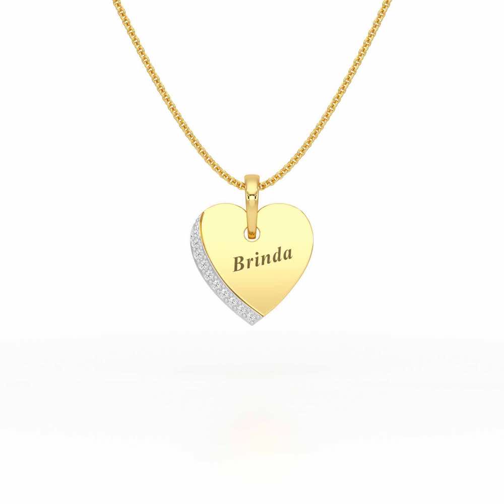 Embossed Heart Silver Pendant - Yellow Gold - Image 1