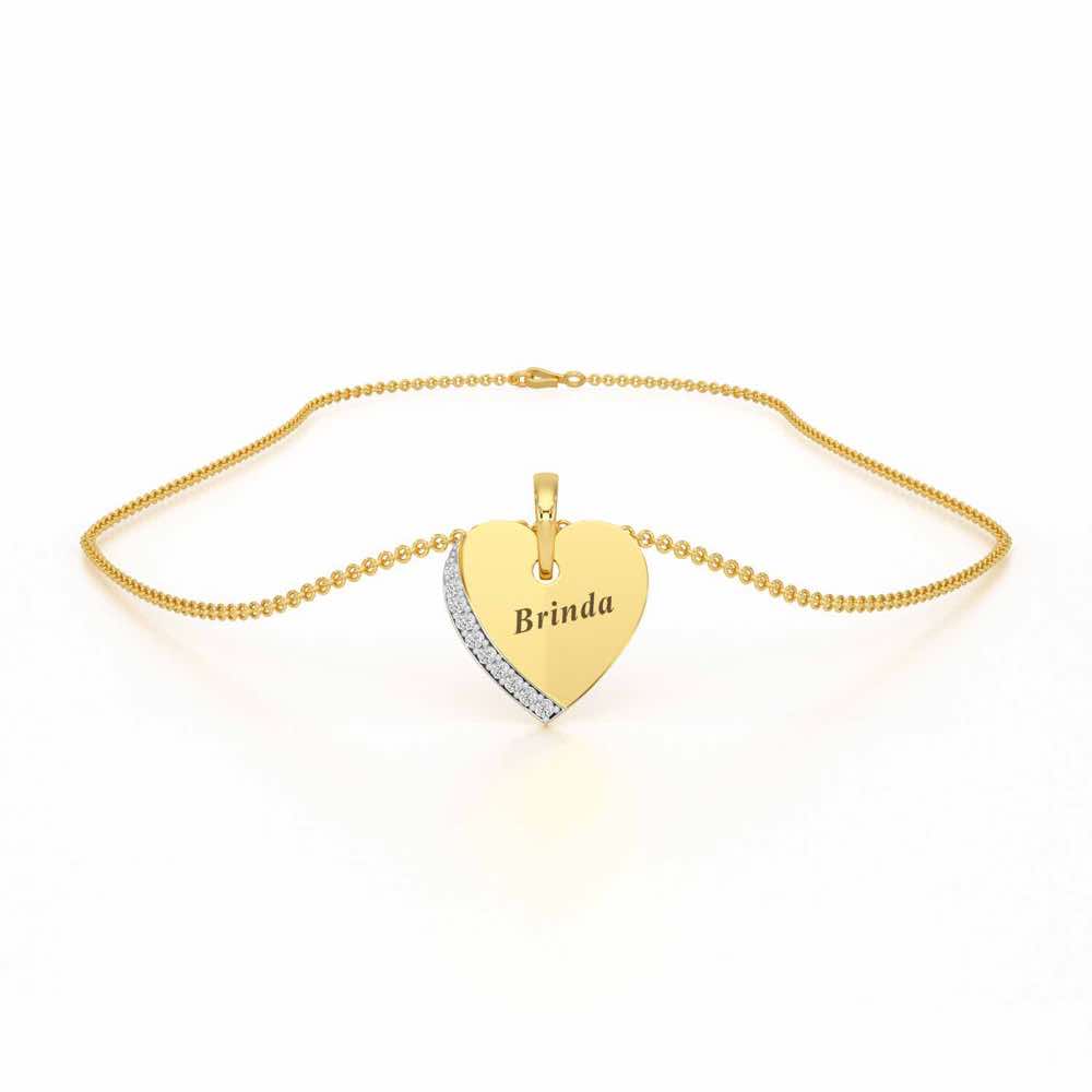 Embossed Heart Silver Pendant - Yellow Gold - Image 3