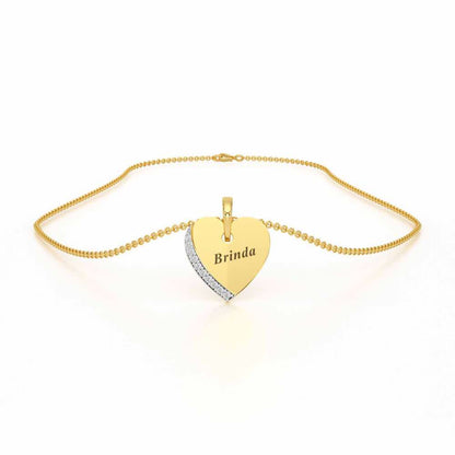 Embossed Heart Silver Pendant - Yellow Gold - Image 3