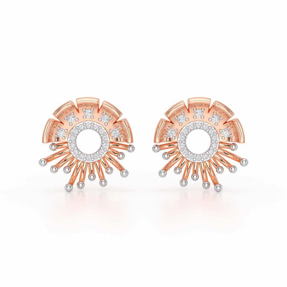 Empress Silver Stud Earrings - Rose Gold - Image 1