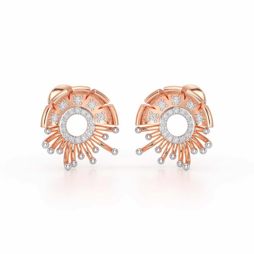 Empress Silver Stud Earrings - Rose Gold - Image 2