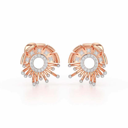 Empress Silver Stud Earrings - Rose Gold - Image 2