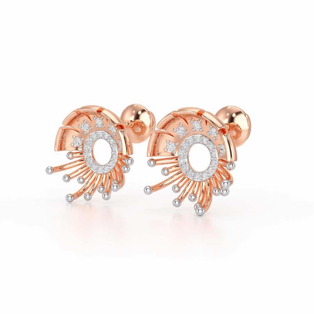 Empress Silver Stud Earrings - Rose Gold - Image 3