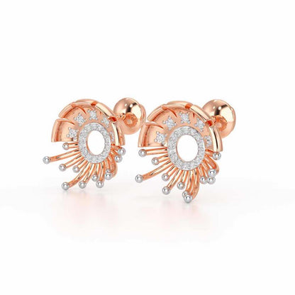 Empress Silver Stud Earrings - Rose Gold - Image 3