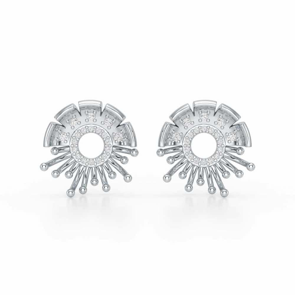 Empress Silver Stud Earrings - White Gold - Image 1
