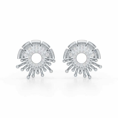 Empress Silver Stud Earrings - White Gold - Image 1