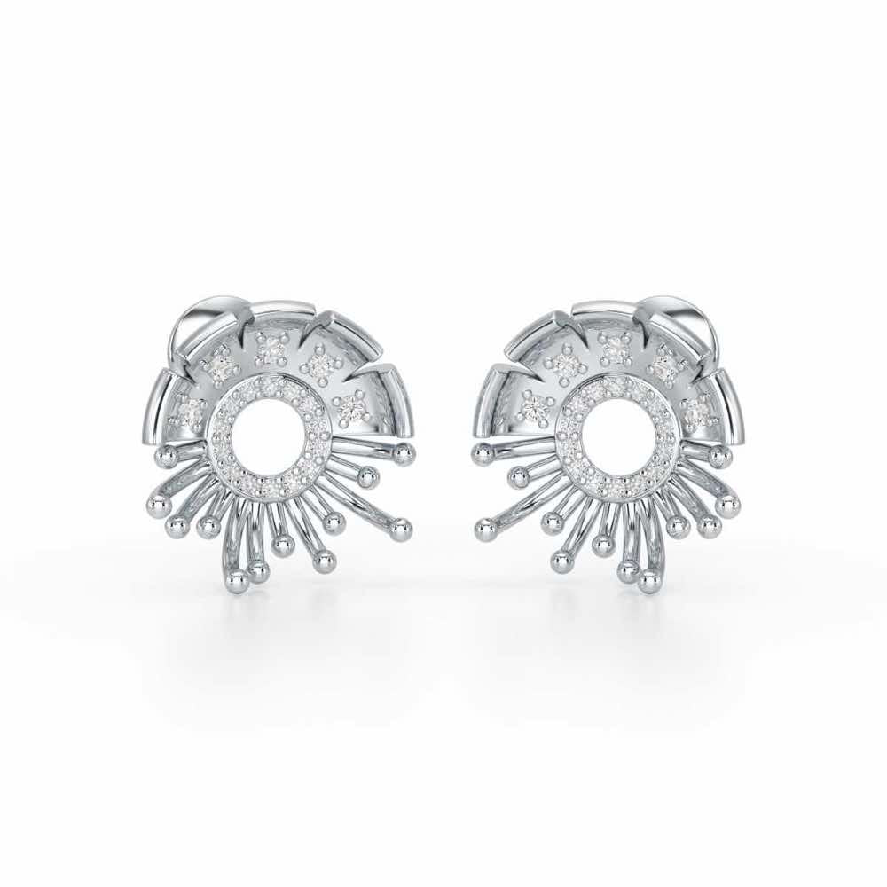Empress Silver Stud Earrings - White Gold - Image 2