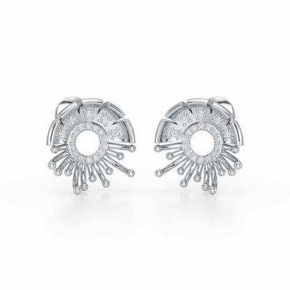 Empress Silver Stud Earrings - White Gold - Image 2