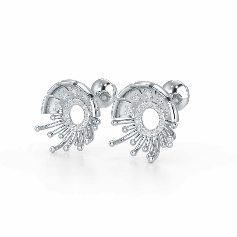 Empress Silver Stud Earrings - White Gold - Image 3